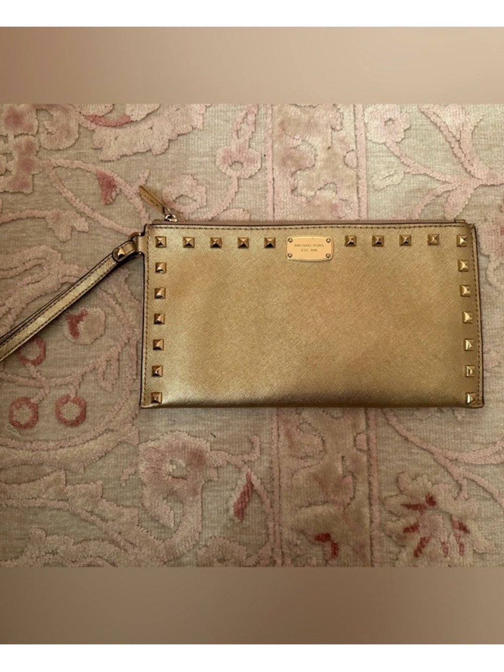 Michael Kors Metallic Gold Studded Wristlet
